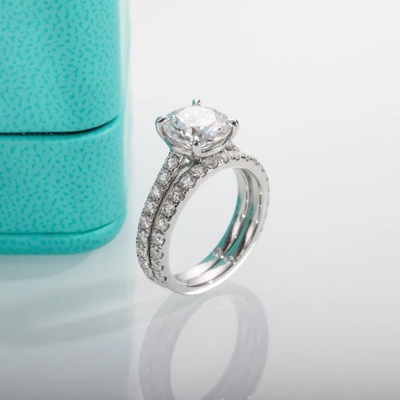 Certified 3.0ct. t.w. Moissanite Diamond Wedding Ring Set NEW - Picture 11 of 16